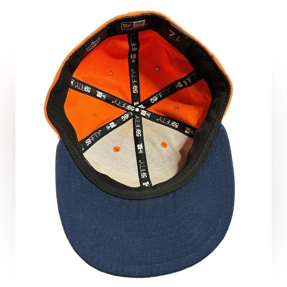 New Era 59Fifty Denver Broncos Fitted‎ Hat Orange and Navy Blue Size 7 1/4